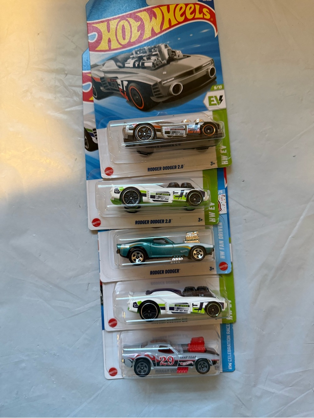 Hot Wheels Rodger Dodger & Assorted Die-Cast Cars - White, Green, Teal, Silver